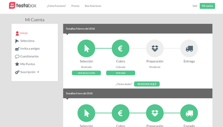 Pagina web de Testabox Pestañas de la pagina web de Testabox