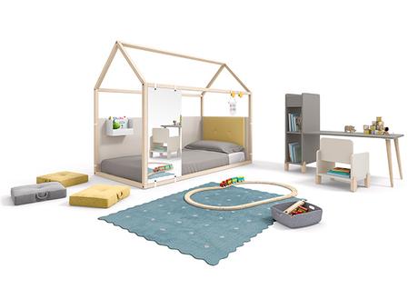Habitación juvenil con casita para niño