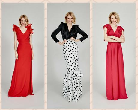 invitada boda lunares falda vestido largo rojo