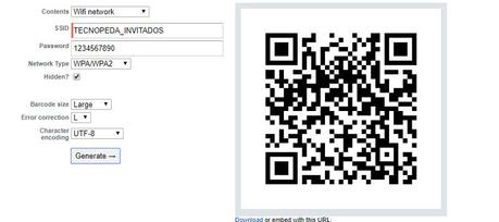 Código QR generado con nuestra conexión wifi Crear código QR