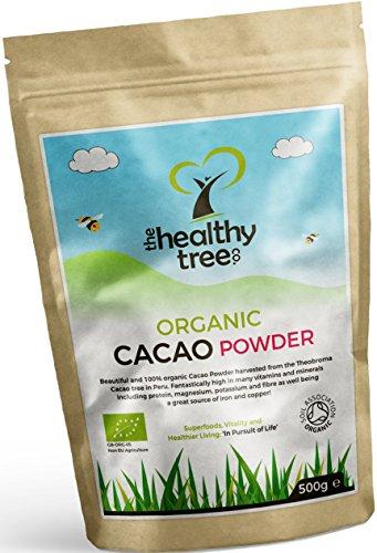 Cacao Crudo Orgánico en Polvo - Delicioso superfood alto en proteínas, magnesio, fibra y potasio - Excelente en yogurt, batidos y para hornear - Cacao en polvo puro por TheHealthyTree Company