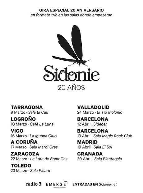Sidonie celebrarán su 20 Aniversario tocando en formato trío en las salas donde empezaron