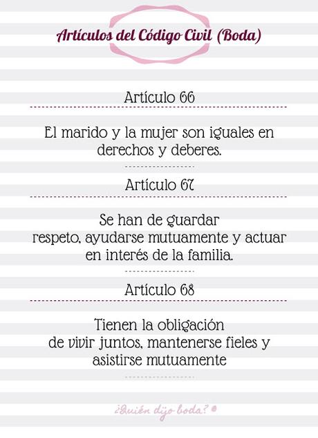Artículos del Código Civil que se leen en la boda QdB