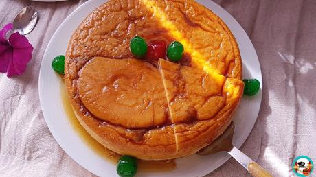 Pastel de flan y mousse de queso