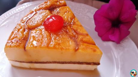 Pastel de flan y mousse de queso