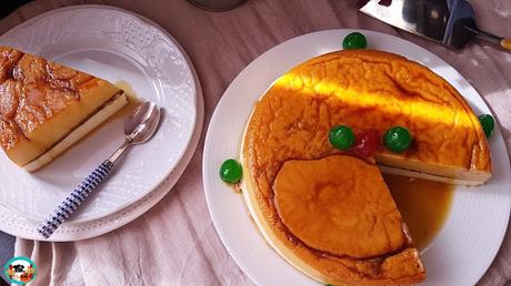 Pastel de flan y mousse de queso