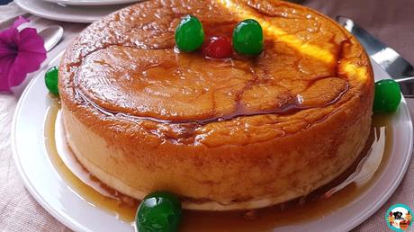 Pastel de flan y mousse de queso