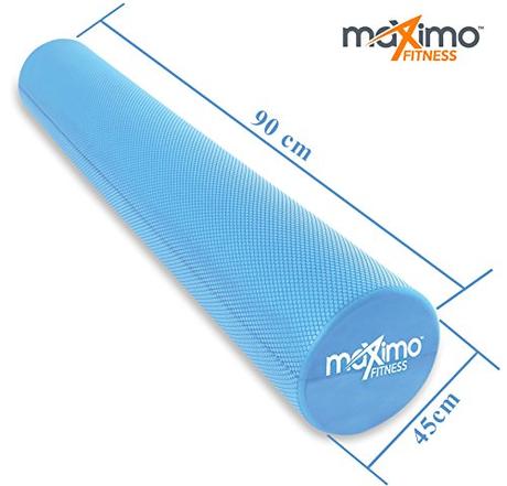 Maximo Fitness – Rodillo de Espuma Largo – 6 x 36 pulgadas (15 cm x 90 cm) – Tipo Trigger Point – Perfecta Herramienta de Auto Masaje para Casa, Gimnasia, Pilates, Yoga – Instrucciones Incluidas. (Azul - 90 cm)