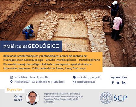 #GEOARQUEOLOGIA Conferencia de Carlos Toledo - Miércoles 21 FEB en la Sociedad Geológica