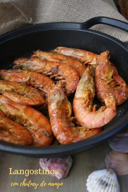 Langostinos con chutney de mango El Ágora de Ángeles Langostinos, chutney de mango