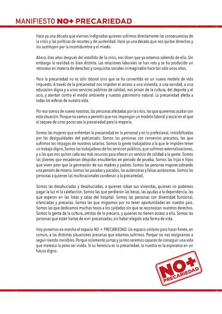 20 grupos precarios en España. ¡NO + PRECARIEDAD!