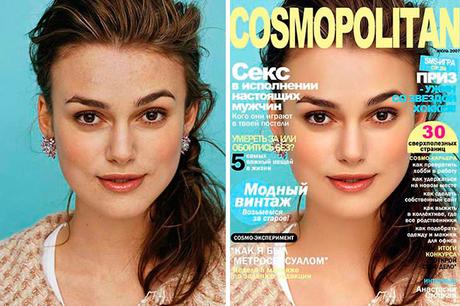 Keira Knightley Cosmopolitan Magazine Before and After