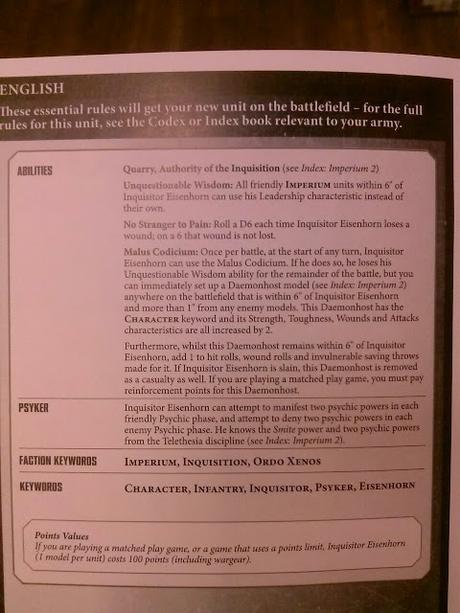 Filtradas las reglas de juego de Eisenhorn Filtradas las reglas de juego de Eisenhorn