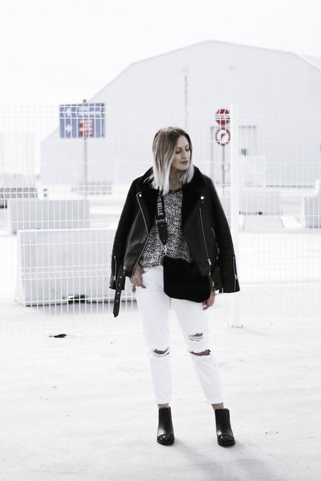 BLACK JACKET AND WHITE PANTS BLACK JACKET AND WHITE PANTS