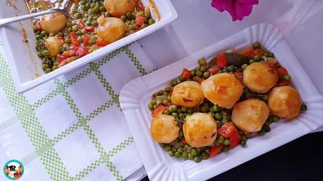 Papas al horno con guisantes Papas al horno con guisantes