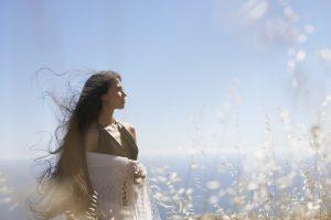 Woman staring off to the distance