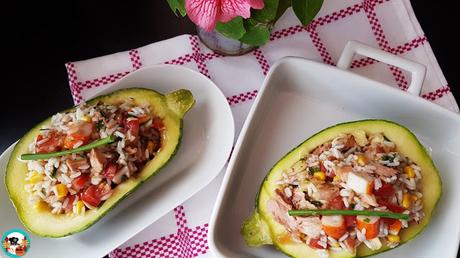 Calabacinos rellenos de ensalada Calabacinos rellenos de ensalada