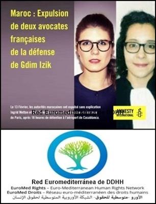 Amnistía Internacional y EuroMed Rights condenan la expulsión de las abogadas de la defensa de los presos políticos saharauis Amnistía Internacional y EuroMed Rights condenan la expulsión de las abogadas de la defensa de los presos políticos saharauis