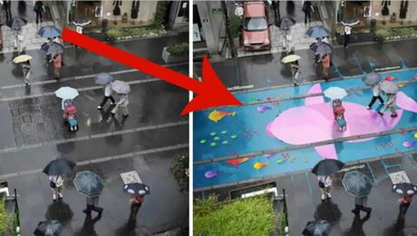 Psicología: una carretera que se convierte en arte al llover