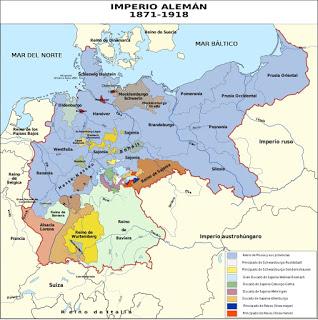 Extensión del Imperio alemán, a partir de 1871.