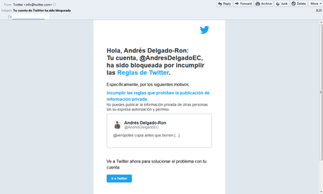 Twitter me bloqueó porque Orlando Pérez