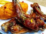 Confit conejo, croqueta boniato salsa naranja [Nos saltamos dieta]