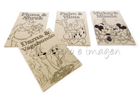 Invitaciones de boda kraft con temática dibujos animados Invitaciones de boda kraft con temática dibujos animados