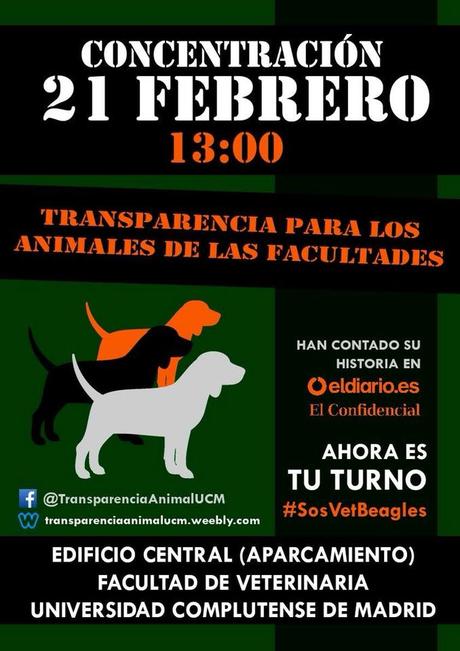 Concentración en Madrid, 21 de Febrero en la Facultad de Veterinaria de la Complutense. concentracion facultad veterinaria madrid