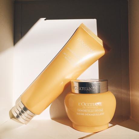 Bálsamo y mousse en crema de L'Occitane Immortelle Divine. Bálsamo y mousse en crema de L'Occitane Immortelle Divine.