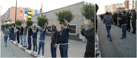 Desempleados saharauis protestan encadenados