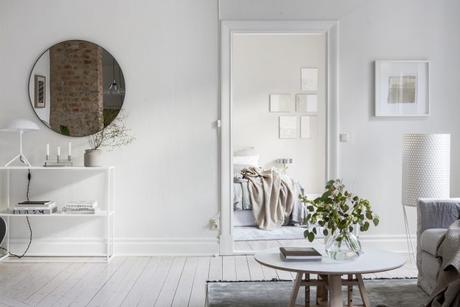silla 7 arne jacobsen piso pequeño nórdico pared de ladrillo visto pared blanca muebles de diseño estilo nórdico estilo escandinavo decoración nórdica decoración interiores 