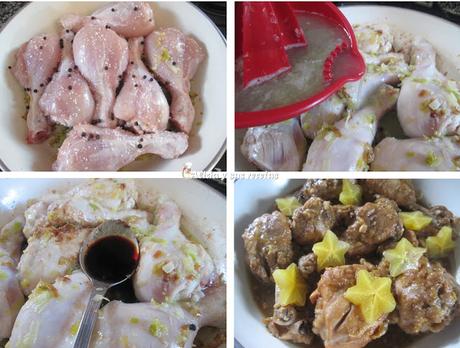 MUSLOS DE POLLO CON CARAMBOLOS EN SALSA DE LIMAS MUSLOS DE POLLO CON CARAMBOLOS EN SALSA DE LIMAS