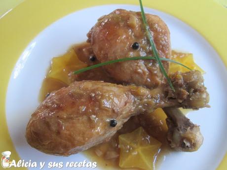 MUSLOS DE POLLO CON CARAMBOLOS EN SALSA DE LIMAS MUSLOS DE POLLO CON CARAMBOLOS EN SALSA DE LIMAS