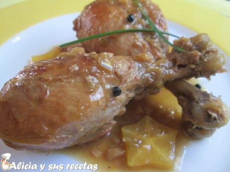 MUSLOS DE POLLO CON CARAMBOLOS EN SALSA DE LIMAS MUSLOS DE POLLO CON CARAMBOLOS EN SALSA DE LIMAS