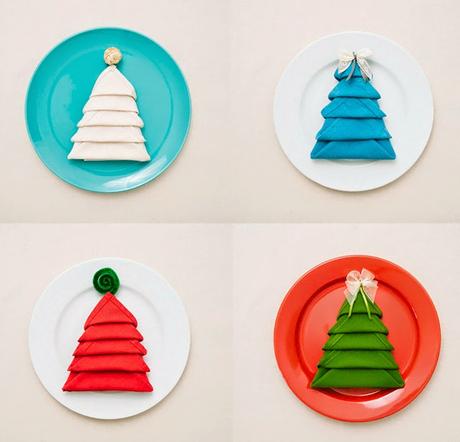 Servilletas con forma de árbol de navidad Servilletas con forma de árbol de navidad