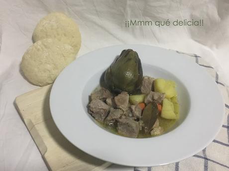 GUISO DE MAGRO DE CERDO Y ALCACHOFAS