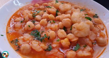 Guiso de garbanzos con gambas Guiso de garbanzos con gambas