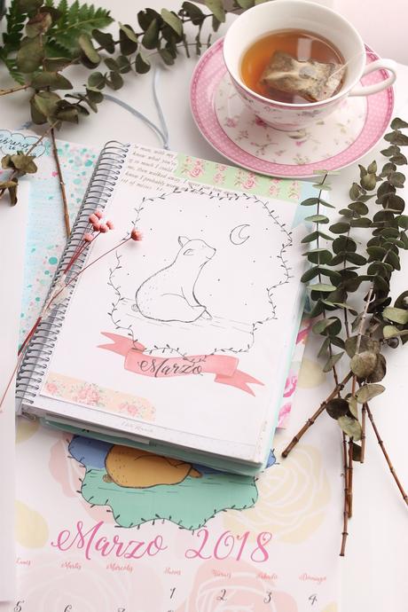 Calendario del mes de Marzo y portada para Bullet Journal