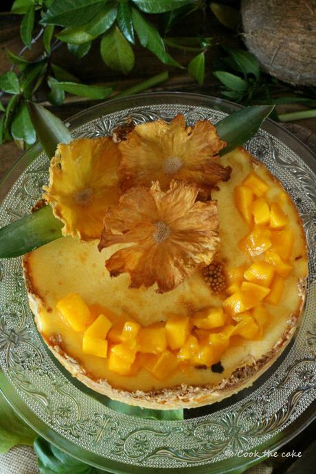 tropical-cheesecake, tarta-de-coco-piña-y-mango, coconut-pineapple-and-mango-cheesecake