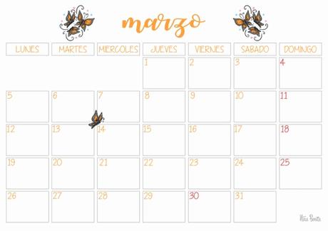 Imprimible: Calendario marzo 2018