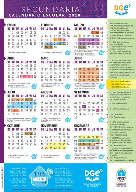 Calendario Escolar de la Provincia de Mendoza 2018