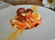 receta macarrones tomate, huevo chorizo