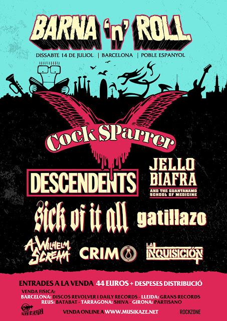 Barna 'n' Roll 2018: Cock Sparrer, Descendents, Jello Biafra, Sick of it All, Gatillazo...