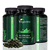 Bio Spirulina + BIO Chlorella 375mg | 180 cápsulas de espirulina y chlorella ecológica y orgánica | antioxidante - proteinas - sistema inmune - detox | Vegano | Vegavero