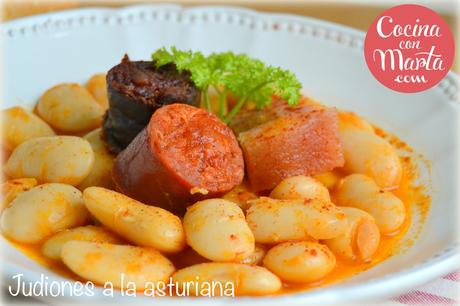 Fabes a la asturiana, fabes, judiones, chorizo y morcilla asturiana, panceta, potaje, platos de cuchara, receta casera, cocina con marta