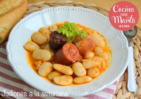 Fabes a la asturiana, fabes, judiones, chorizo y morcilla asturiana, panceta, potaje, platos de cuchara, receta casera, cocina con marta