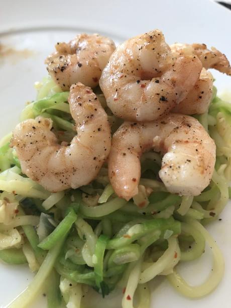 Spaghetti de calabacitas con camarones