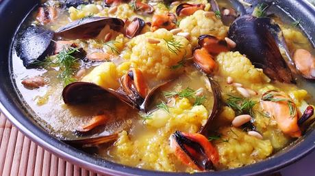 Guiso de coliflor y mejillones