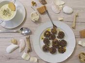 Crema coliflor curry champiñones limón