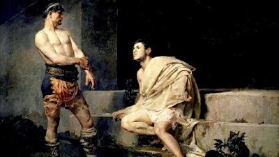 El atleta Narciso se dispone a darle su merecido al emperador